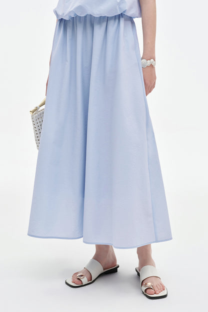 SELFWHO Cotton Blended Casual Top + Skirt Set