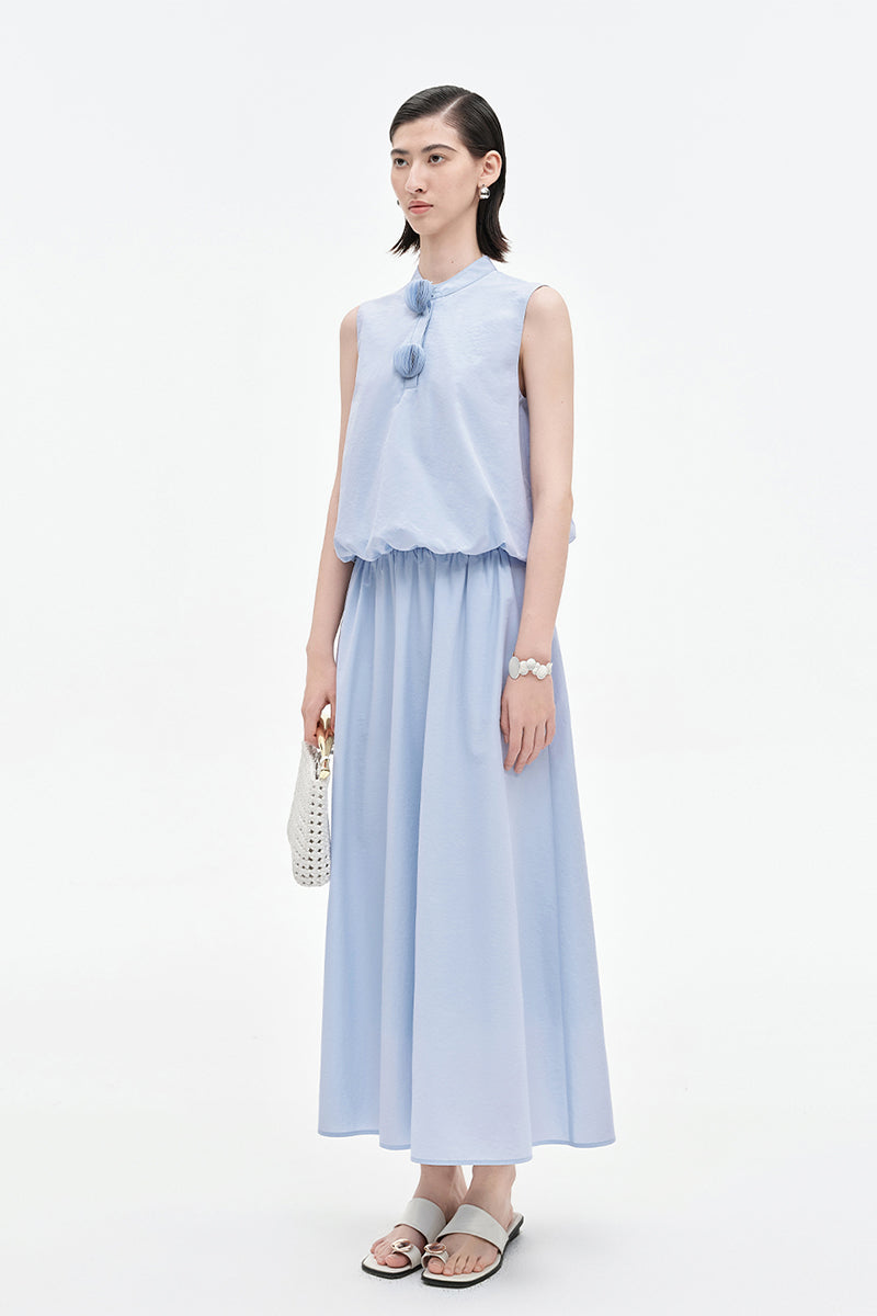Cotton Blended Casual Top + Skirt Set