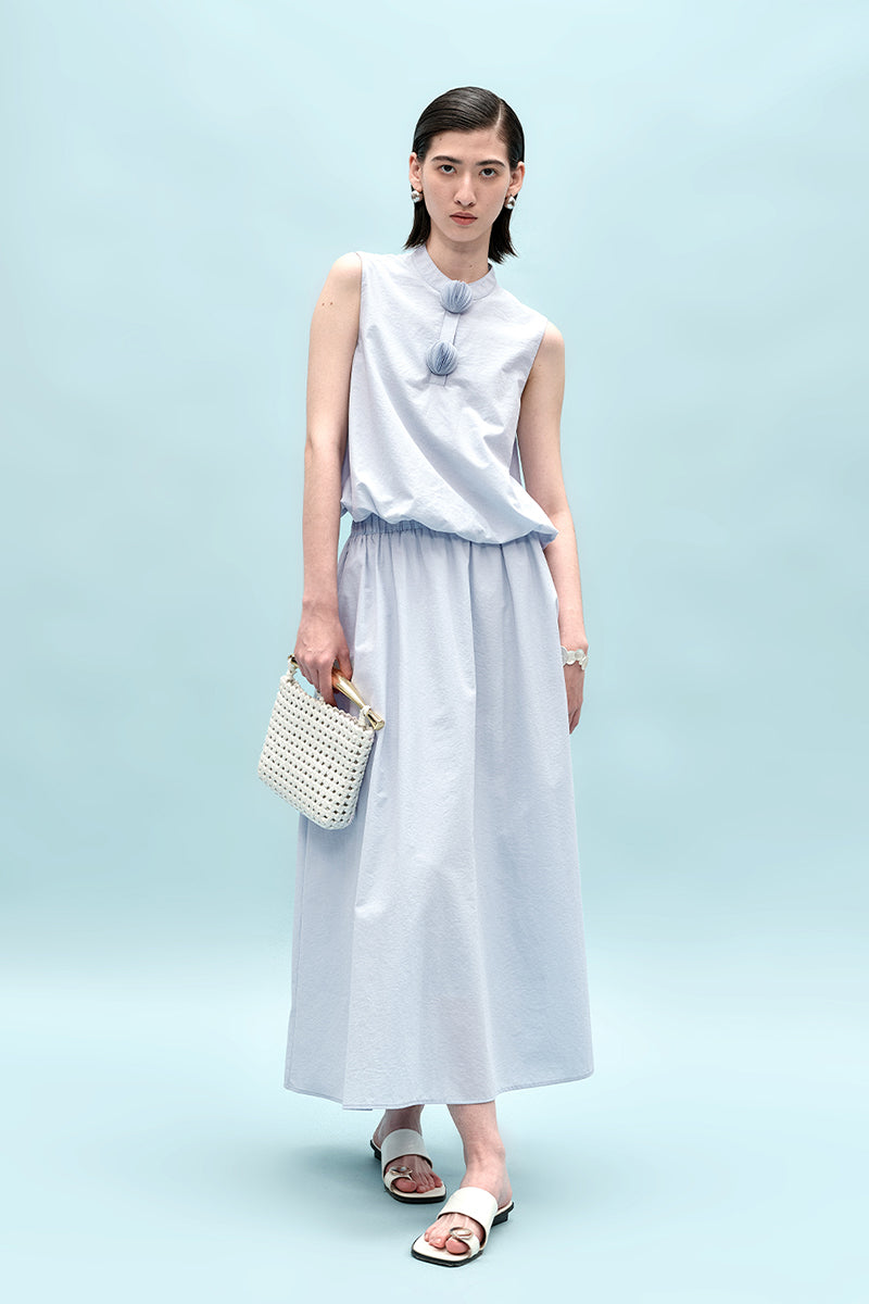 SELFWHO Cotton Blended Casual Top + Skirt Set
