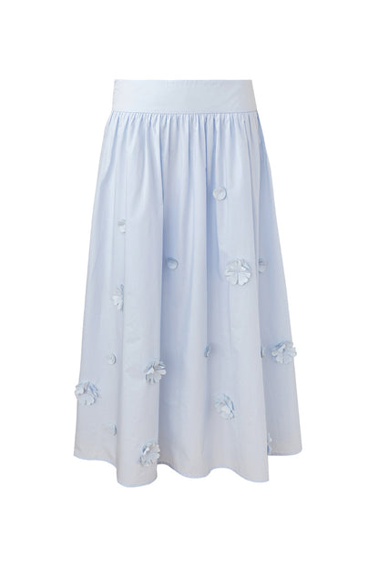 SELFWHO Pure Cotton Detachable Beaded Flower Vest, Skirt Set