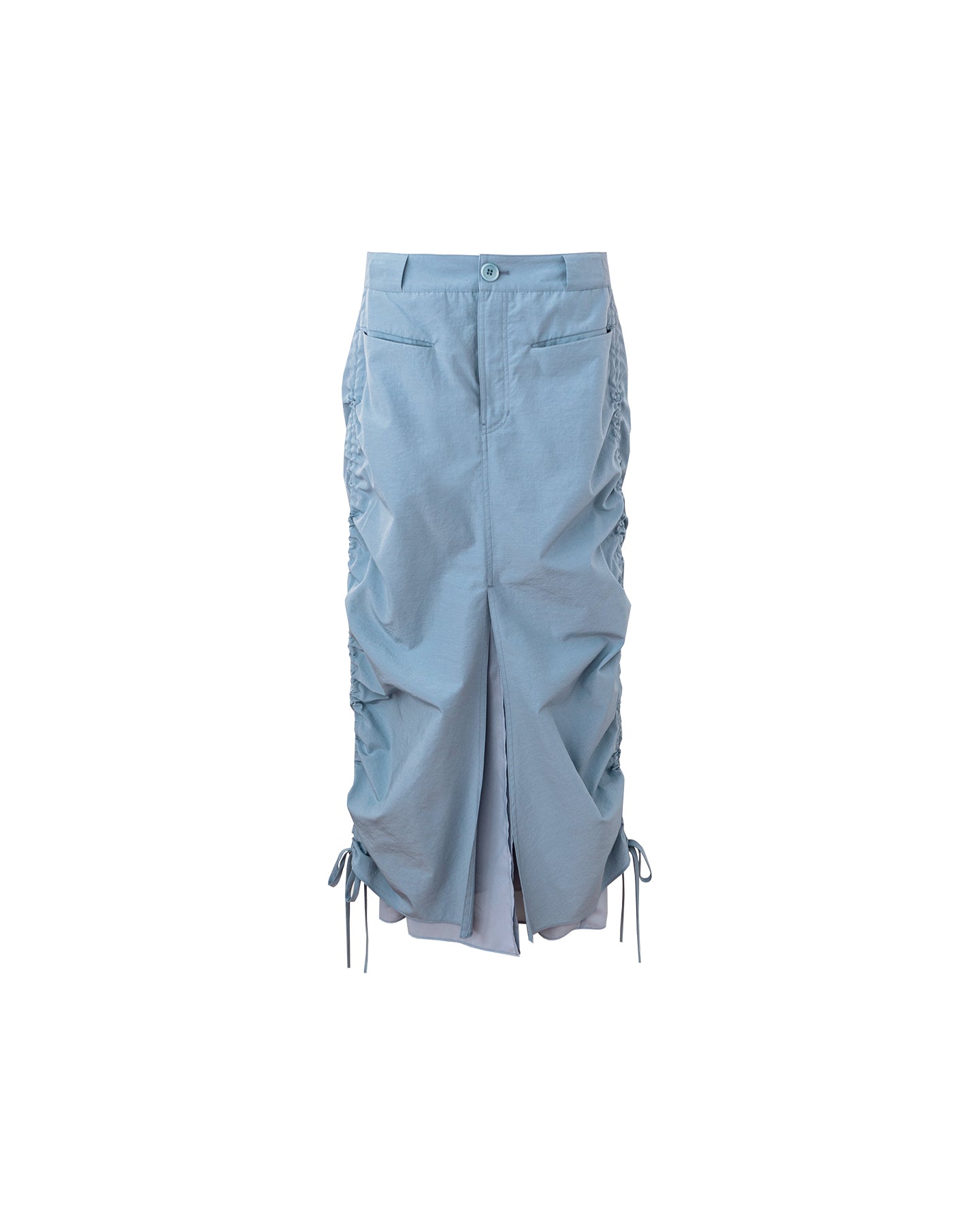 Cotton blend fake two piece pleated fishtail skirt