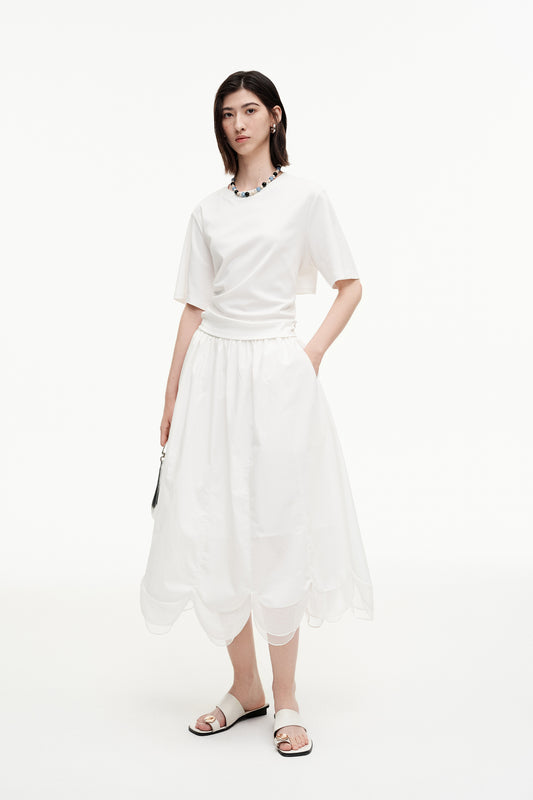 SELFWHO New cotton petal-shaped A-line skirt+Top