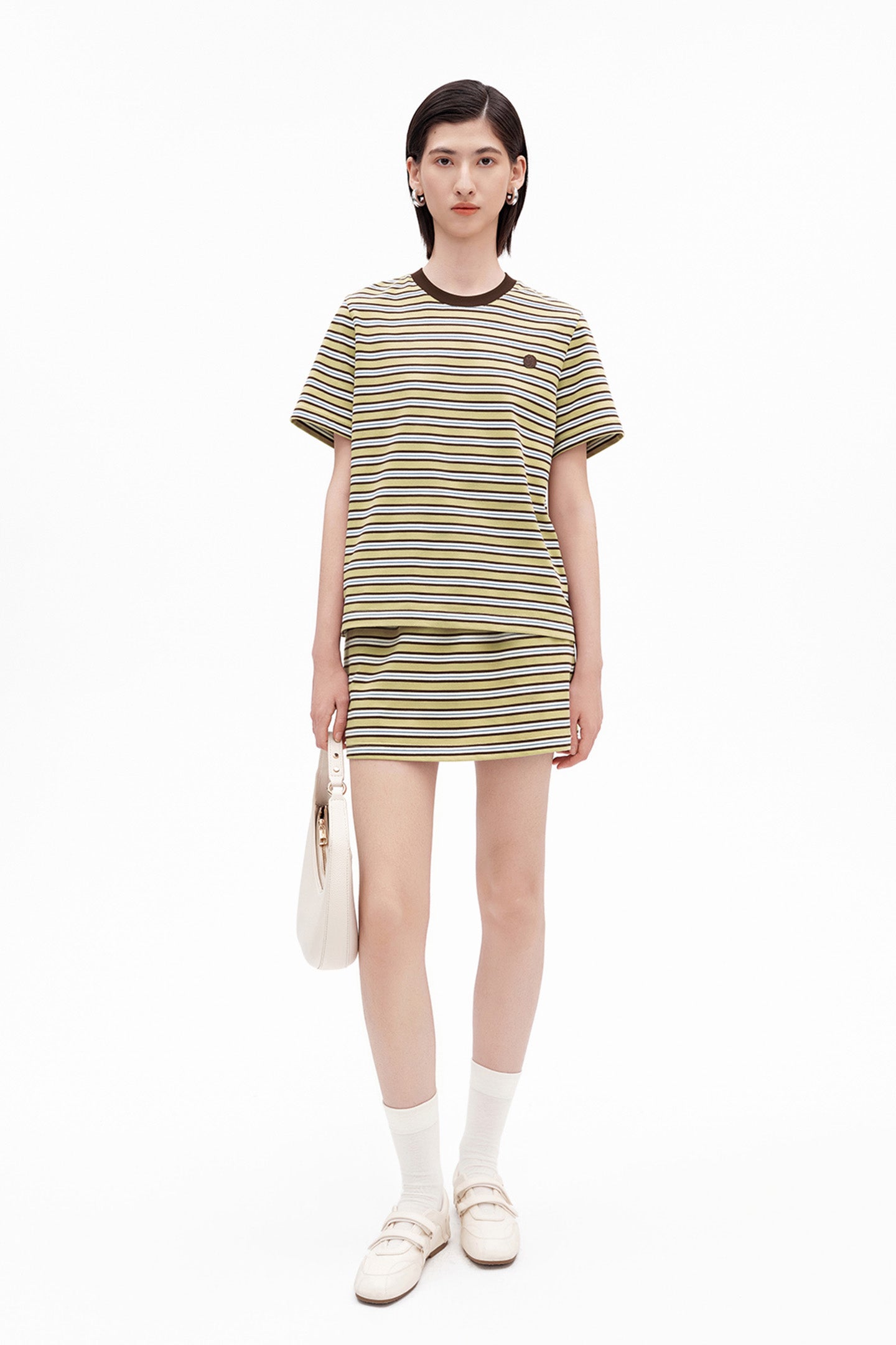 Classic Color-Block Striped A-Line Mini Skirt