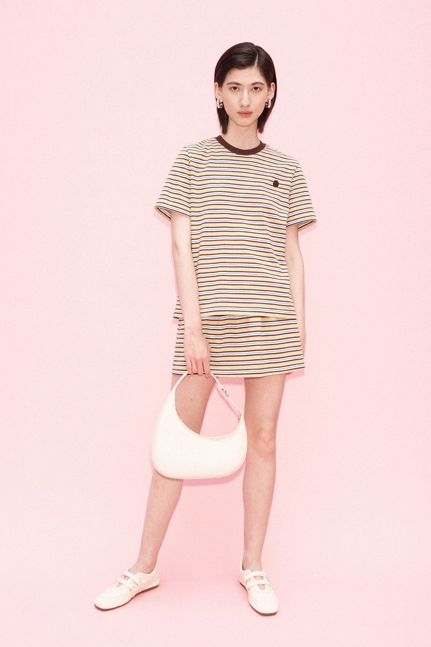 Classic Color-Block Striped A-Line Mini Skirt