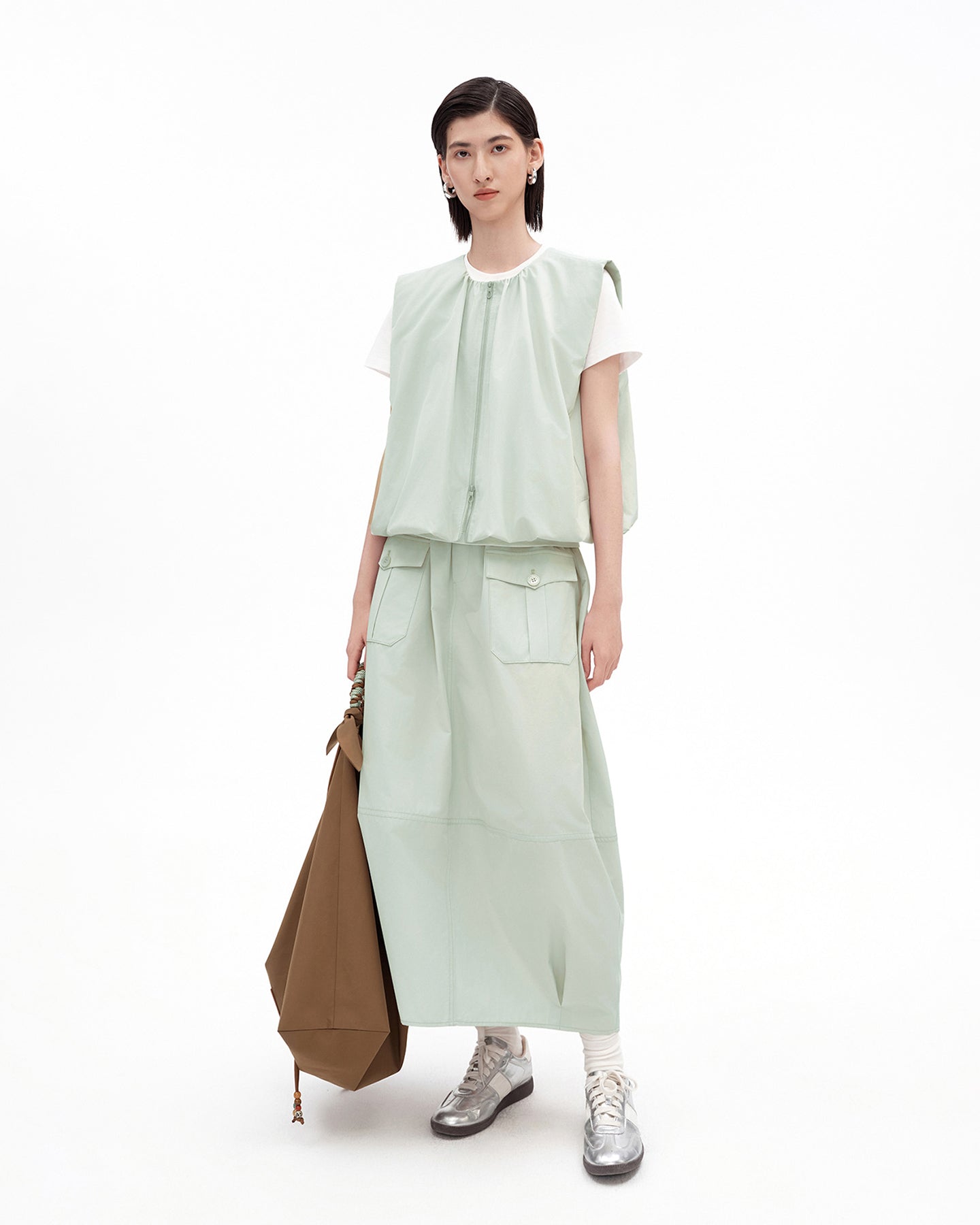 Cotton-Blend Outdoor Cargo Pocket Skirt