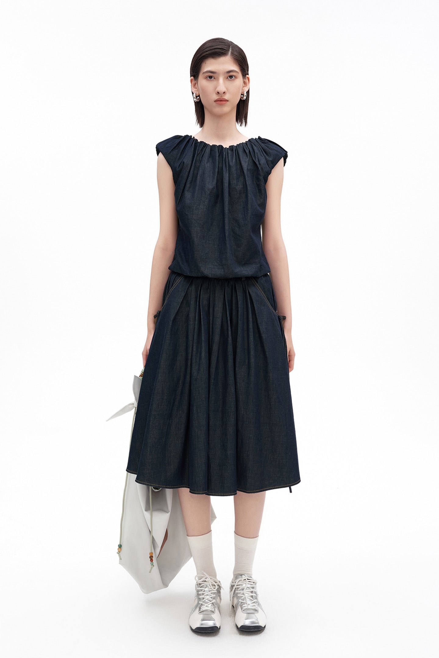 Cotton-Blend Vintage Raw Denim Skirt