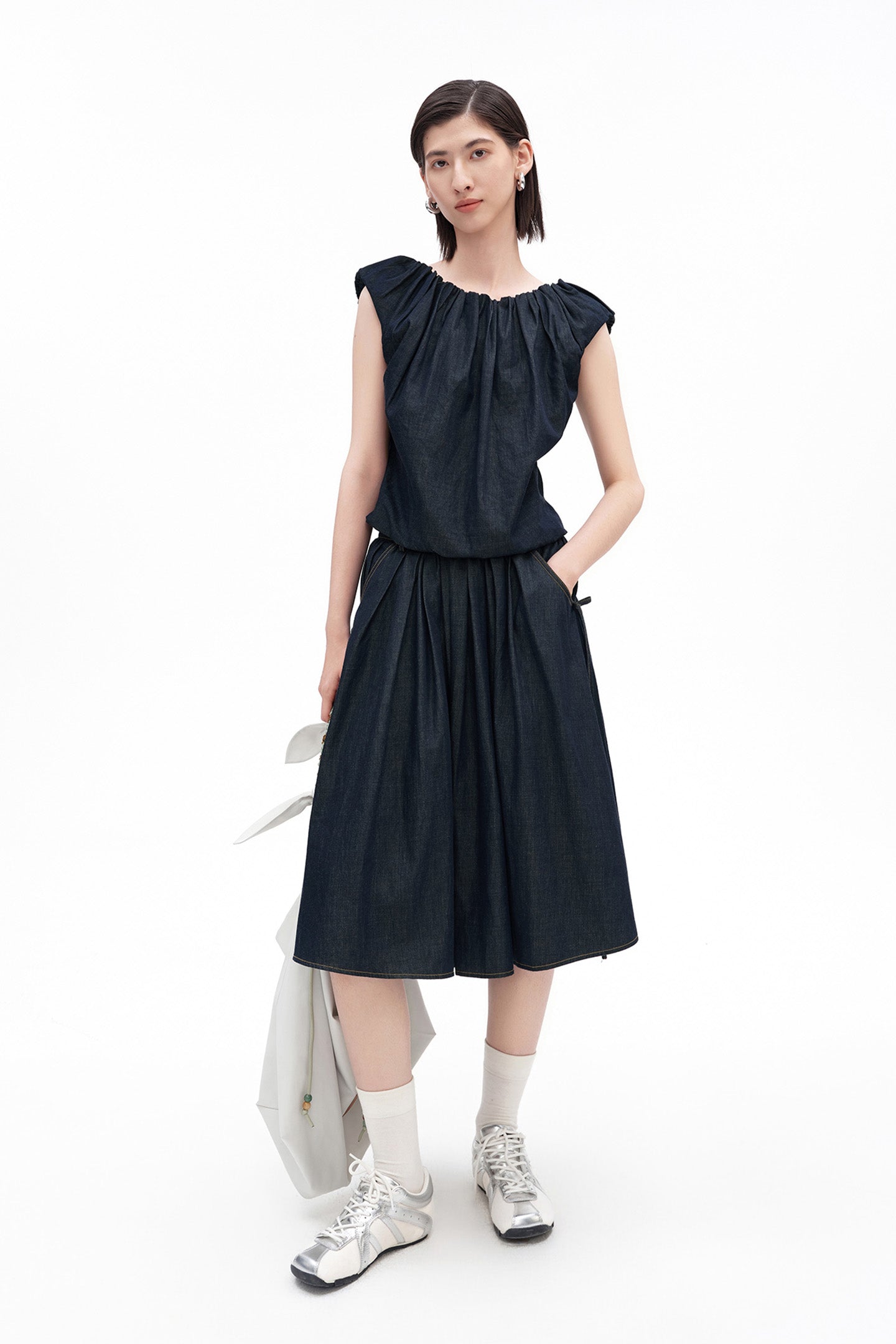 Cotton-Blend Vintage Raw Denim Skirt