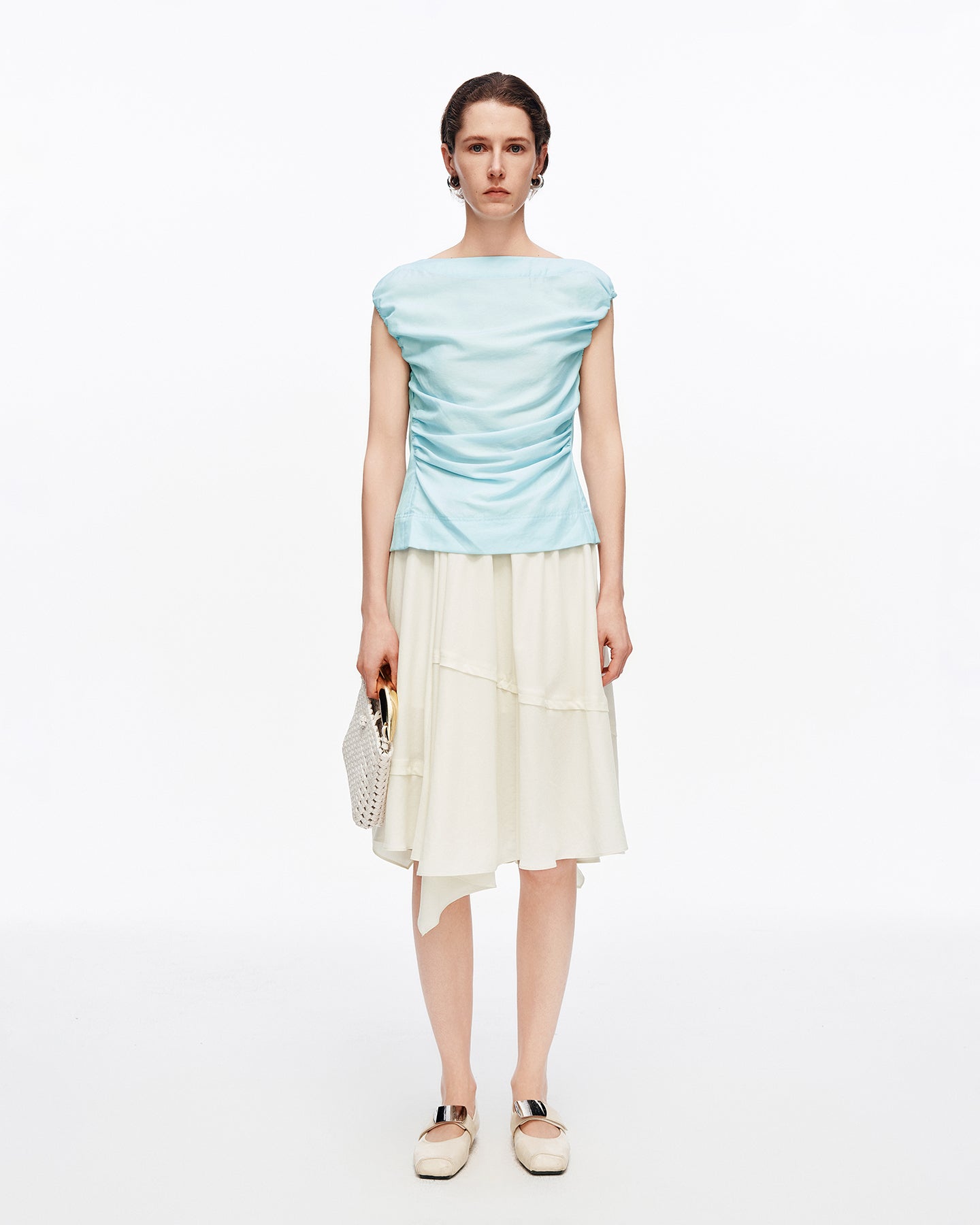 Lyocell and Linen Pleated Skirt
