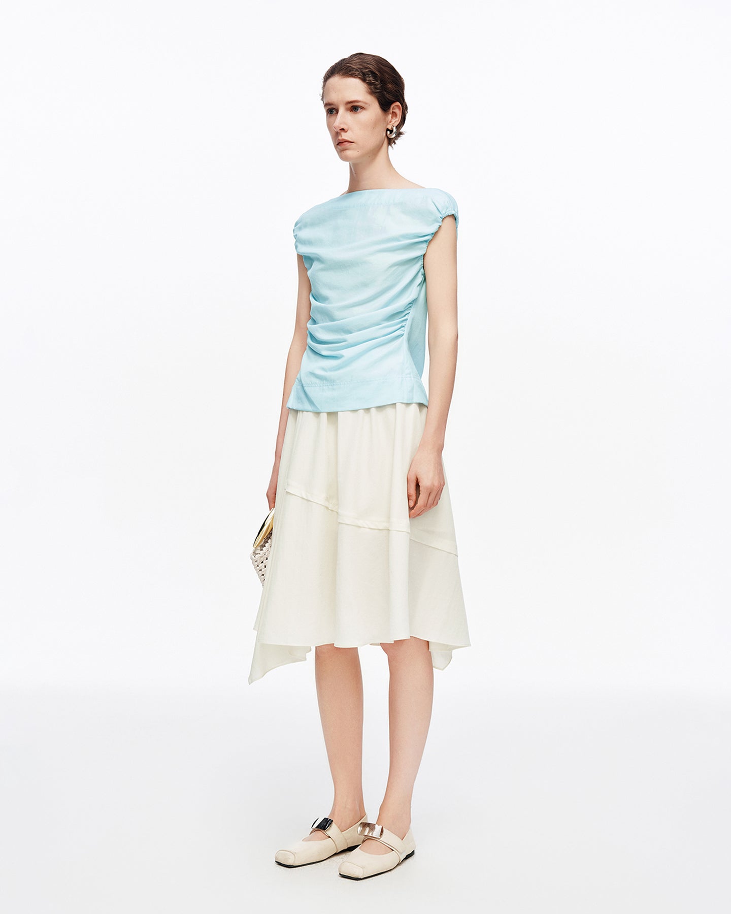 Lyocell and Linen Pleated Skirt