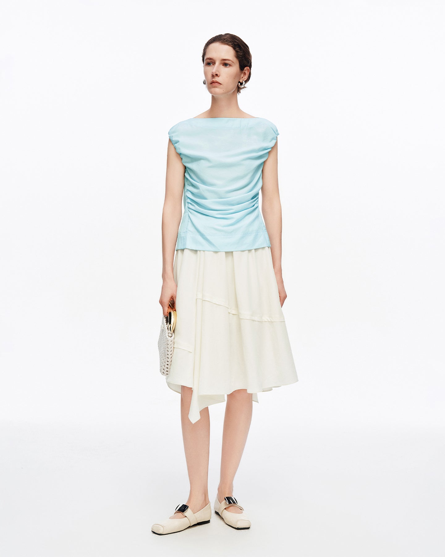 Lyocell and Linen Pleated Skirt