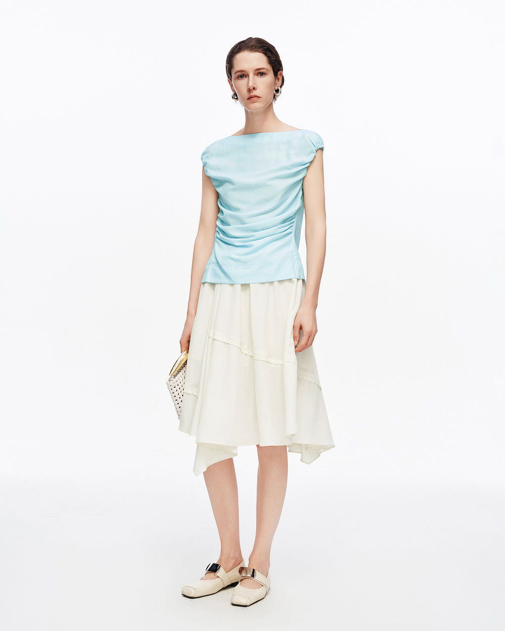 Lyocell and Linen Pleated Skirt