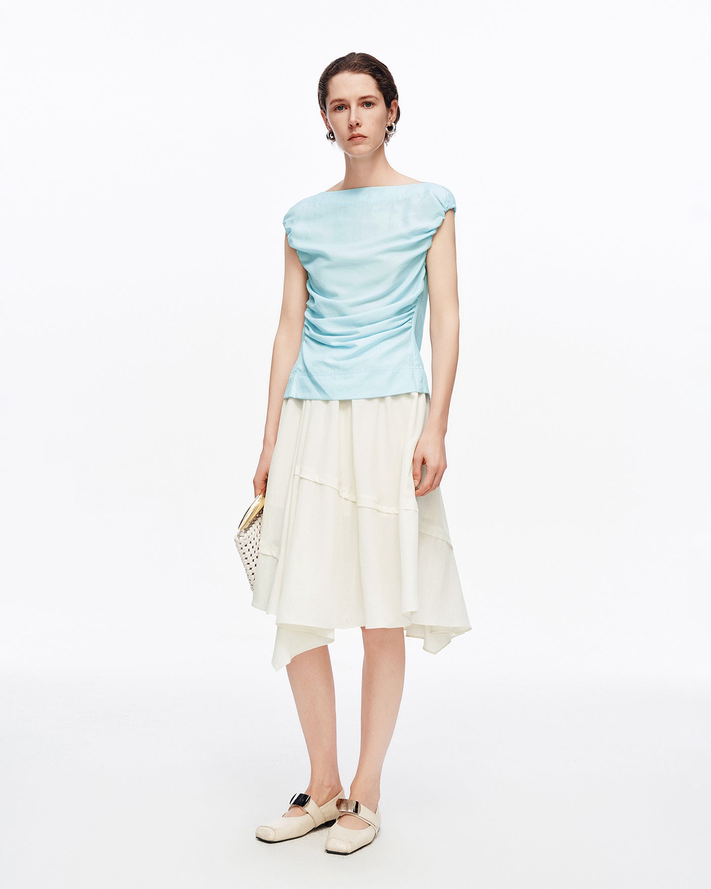 Lyocell and Linen Pleated Skirt