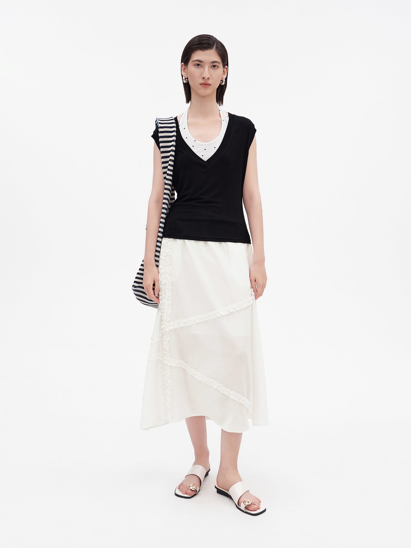 Tencel-Blend V-Neck Sleeveless Top
