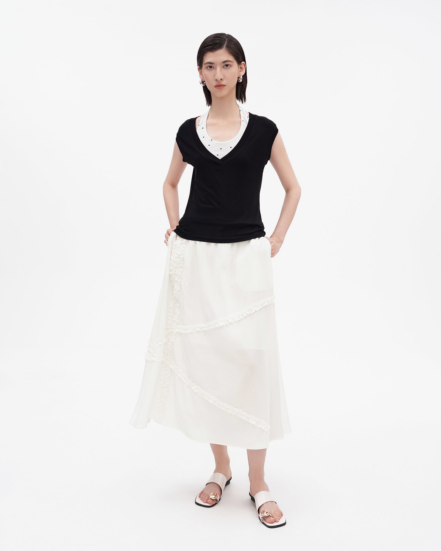 Tencel-Blend V-Neck Sleeveless Top
