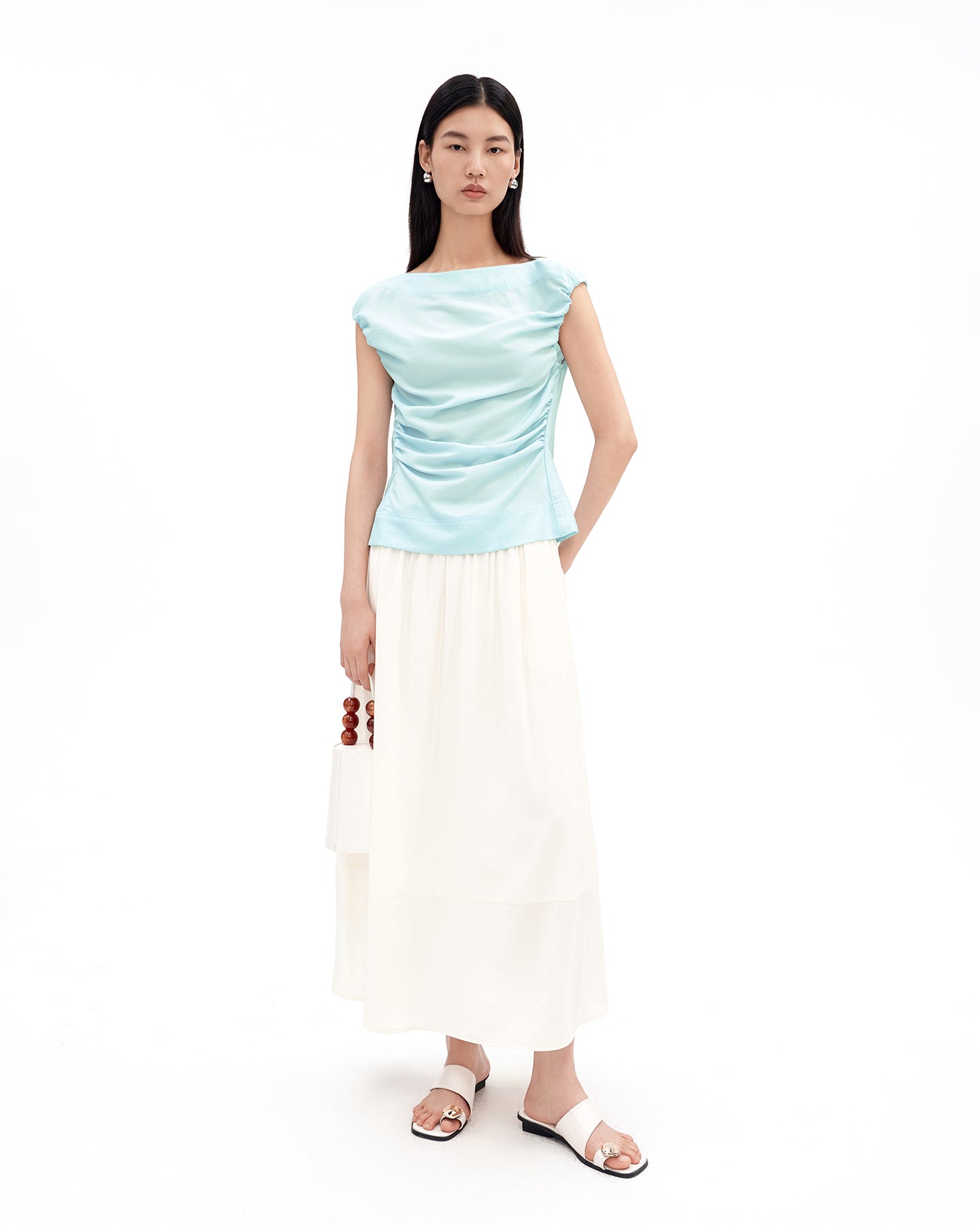 Mulberry Silk-Blend Pleated Sleeveless Vest