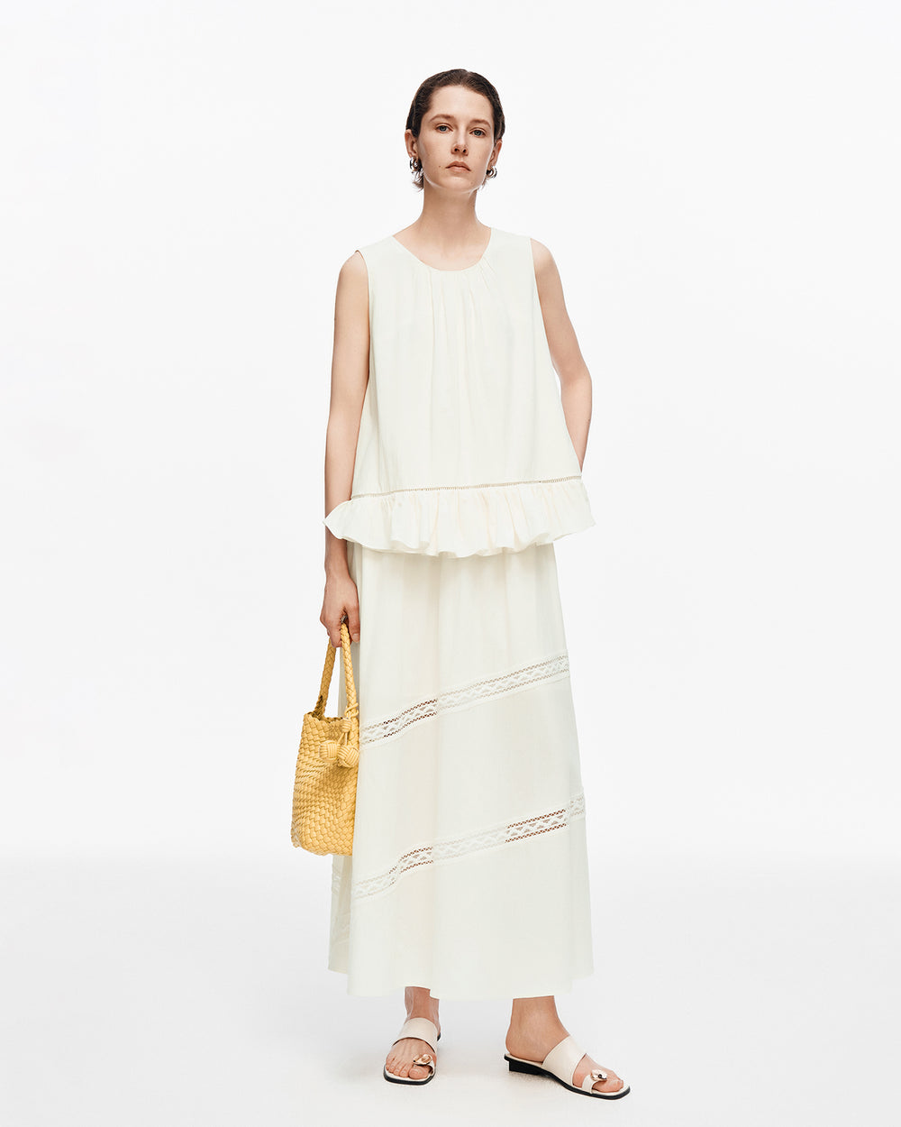 Layered Ruffle-Hem Lyocell Blend Tank