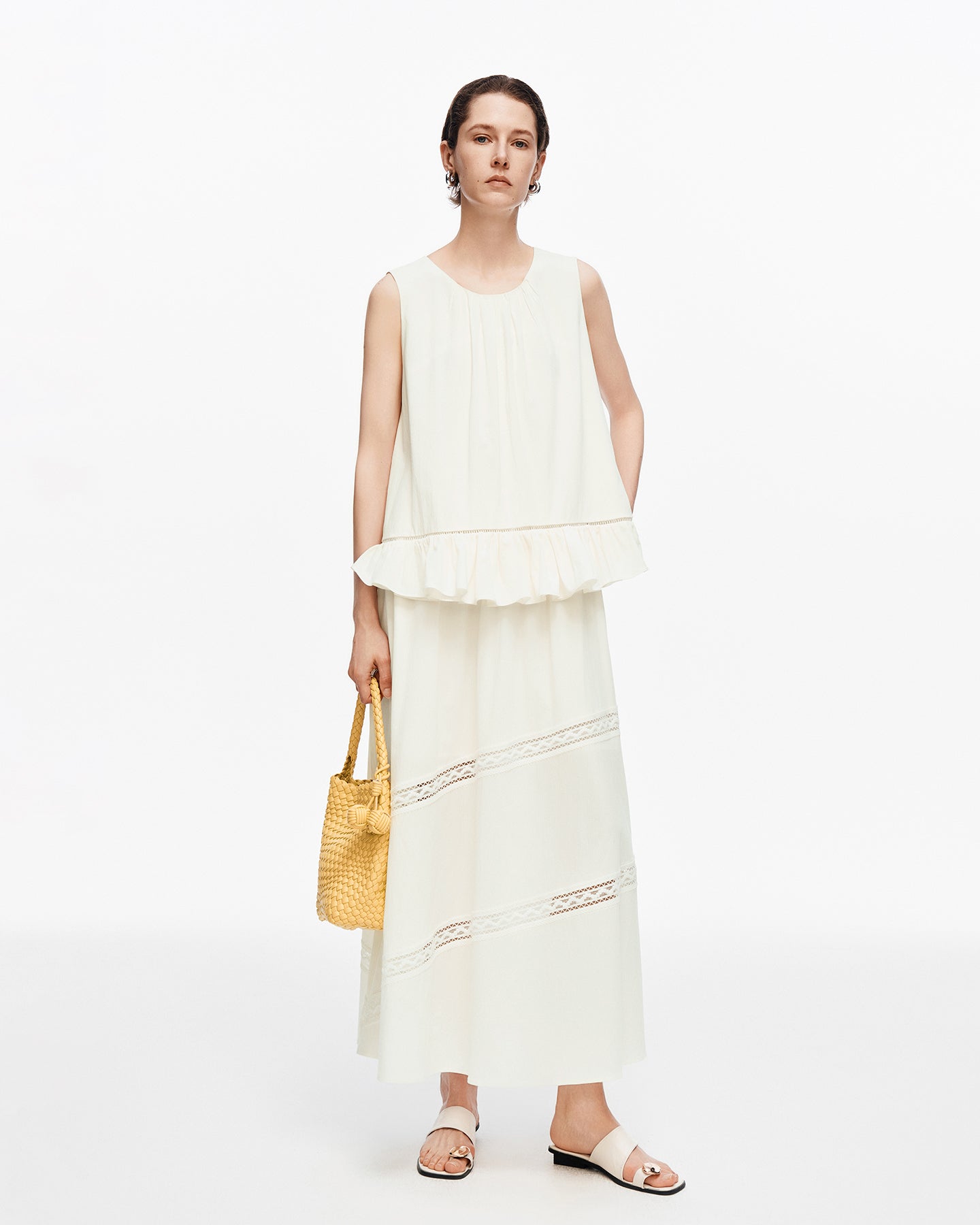 Layered Ruffle-Hem Lyocell Blend Tank