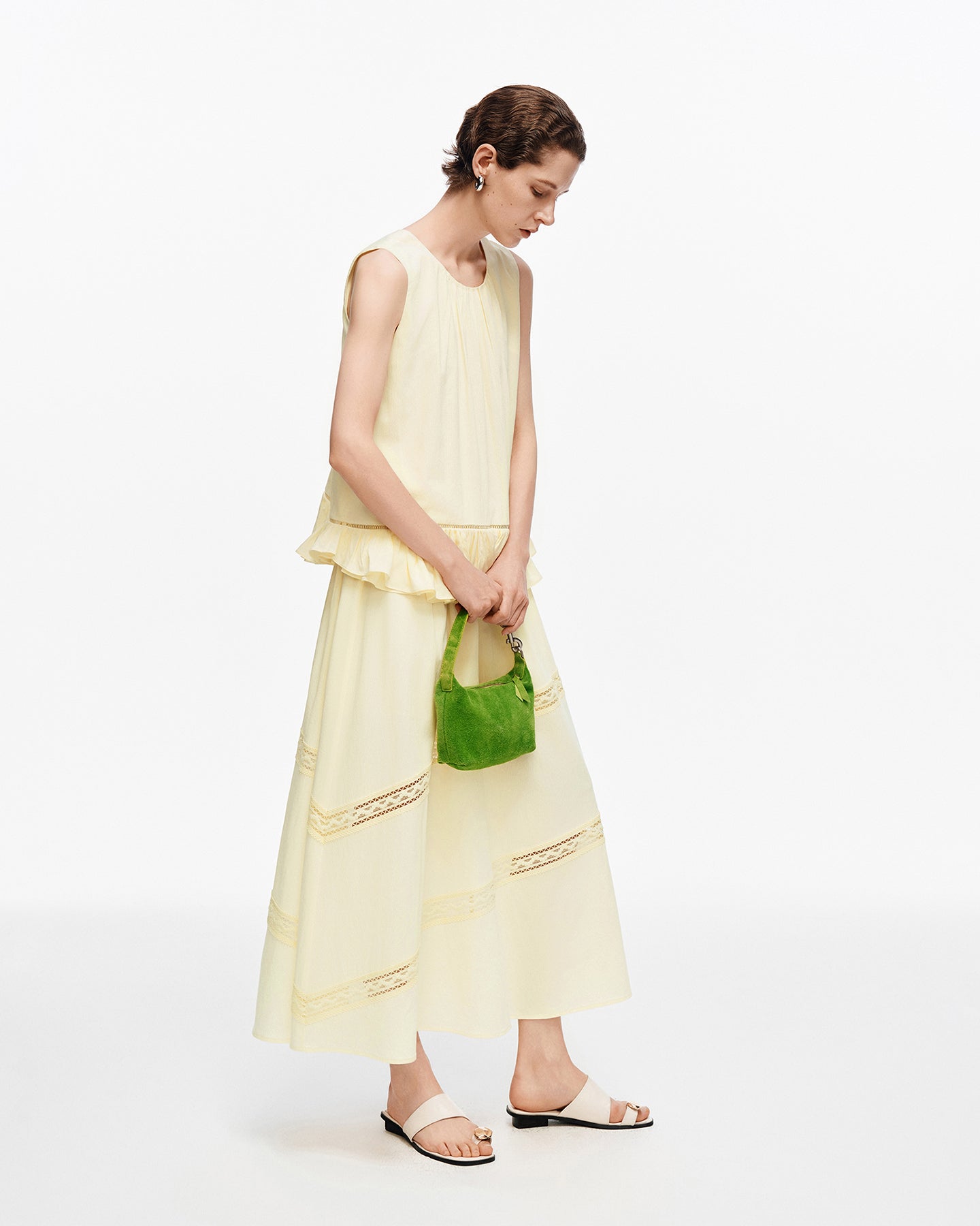 Layered Ruffle-Hem Lyocell Blend Tank