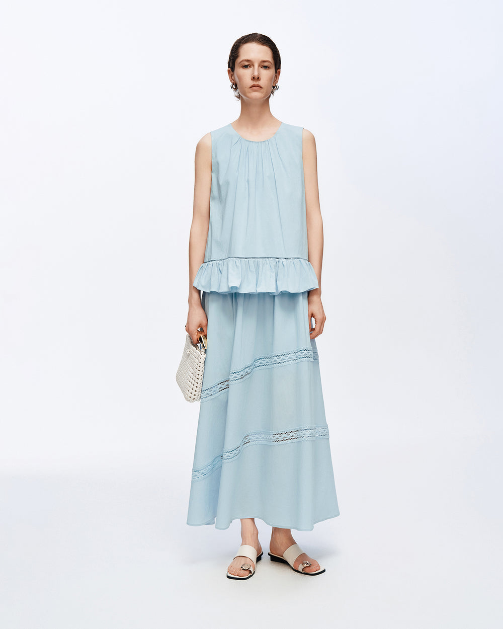 Layered Ruffle-Hem Lyocell Blend Tank