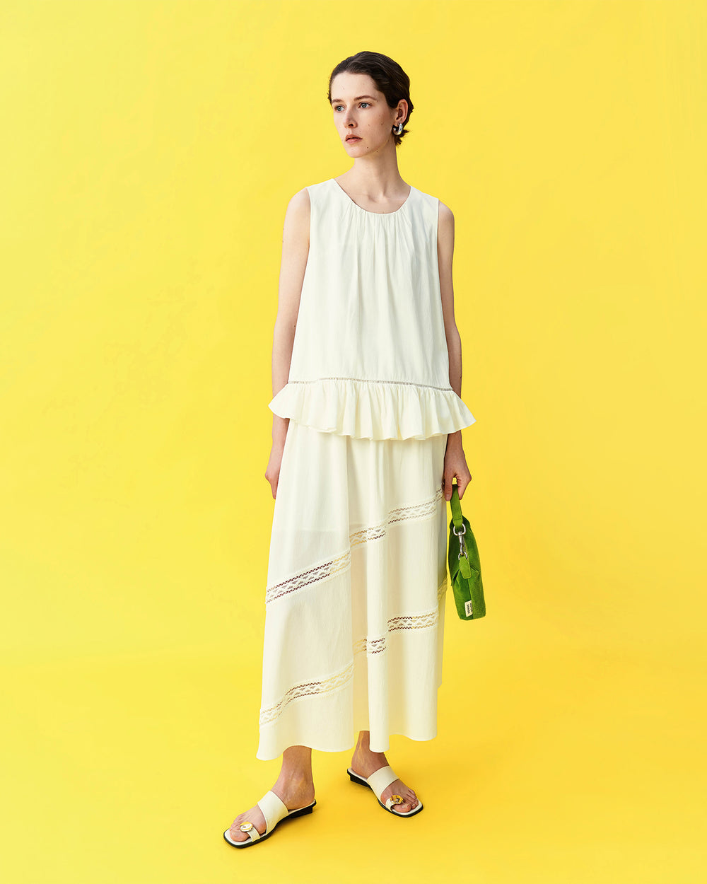 Layered Ruffle-Hem Lyocell Blend Tank