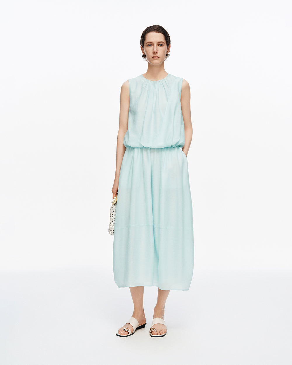 Acetate-blend cocoon-style top and skirt