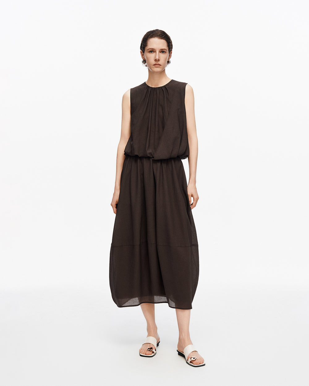Acetate-blend cocoon-style top and skirt