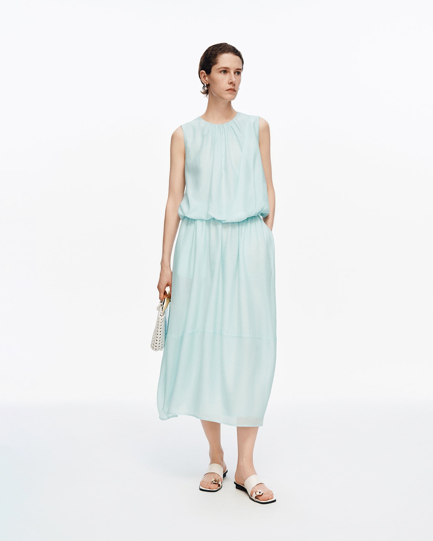 Acetate-blend cocoon-style top and skirt