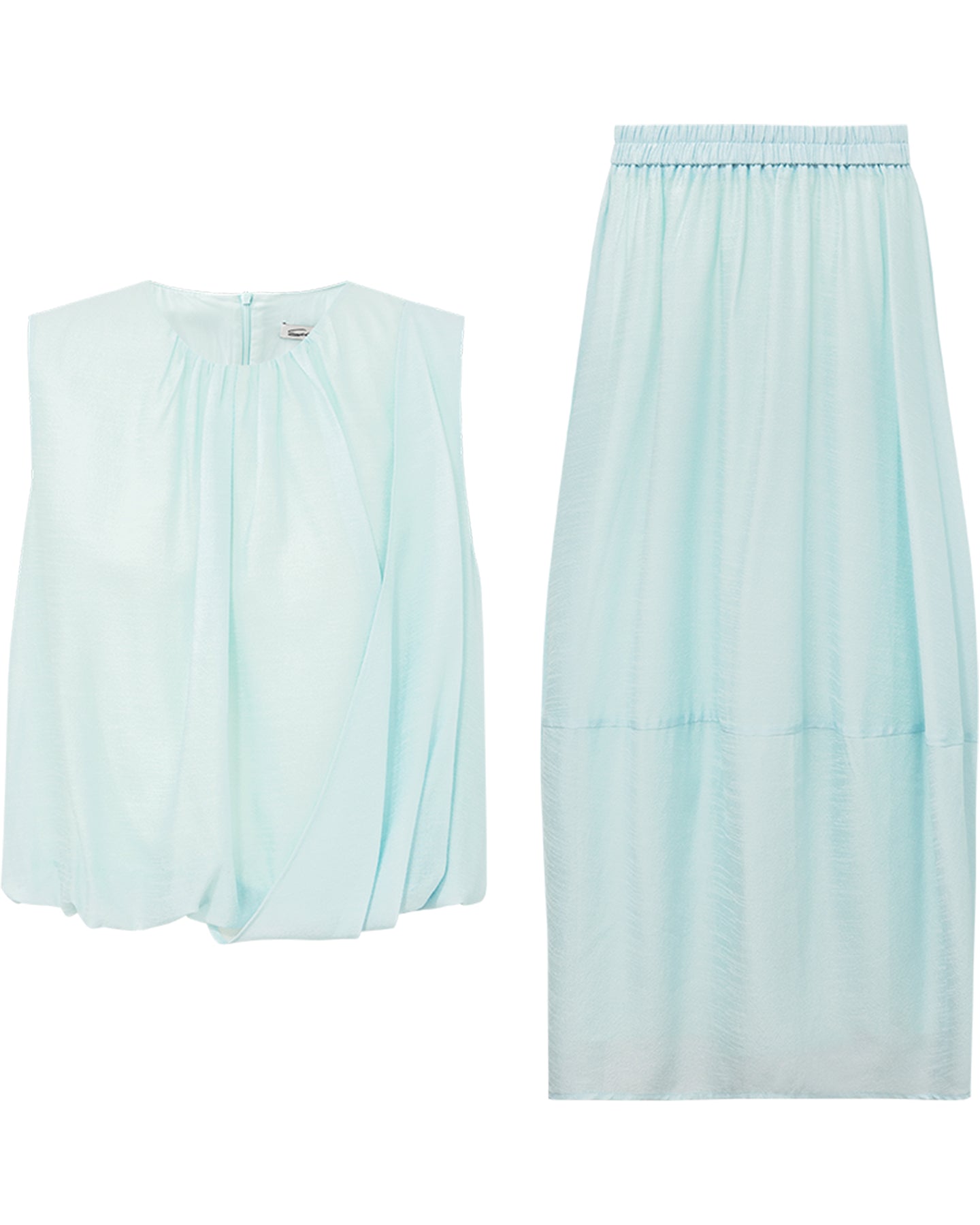 Acetate-blend cocoon-style top and skirt