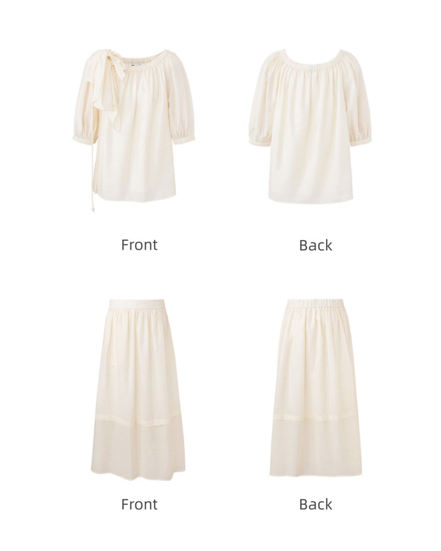 Tencel Wool Blended One-Shoulder Neck Puff Sleeve Suit Shirt