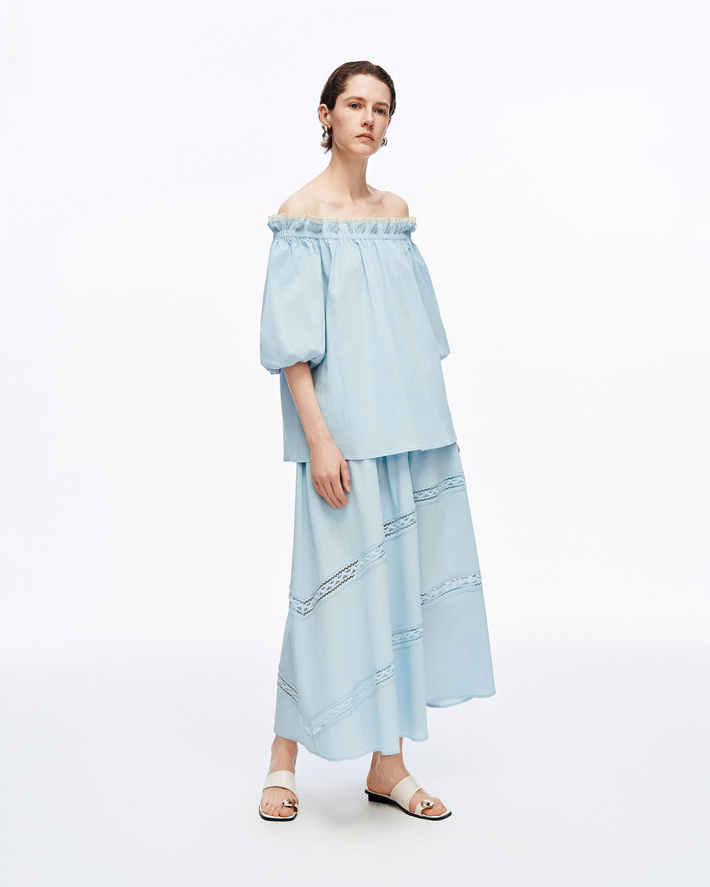 Lyocell-blend French-style puff-sleeve set