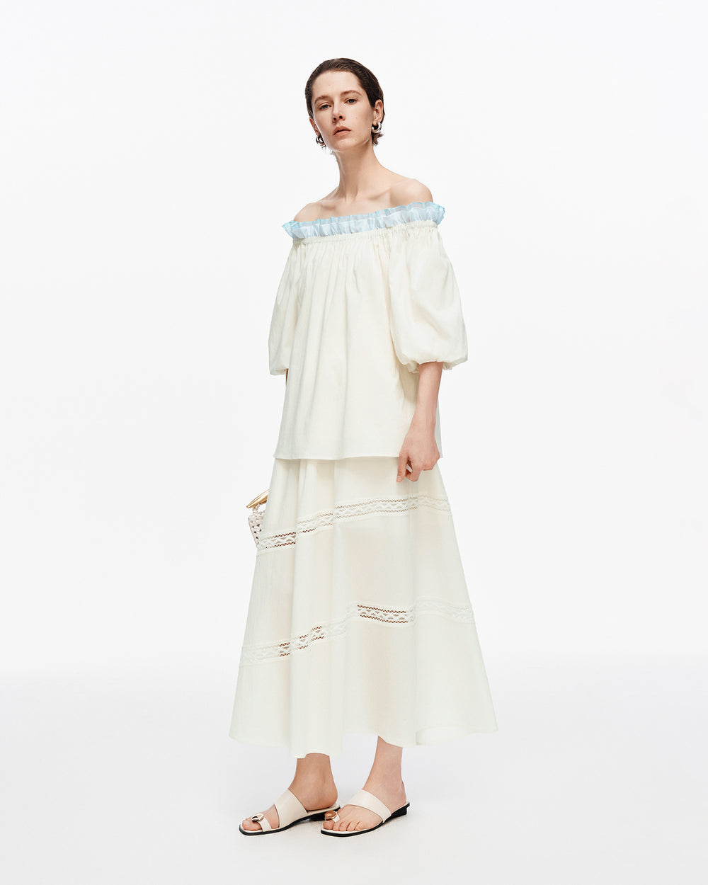 Lyocell-blend French-style puff-sleeve set