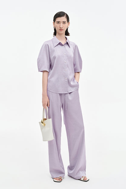 SELFWHO acetate tencel blended drawstring casual pants