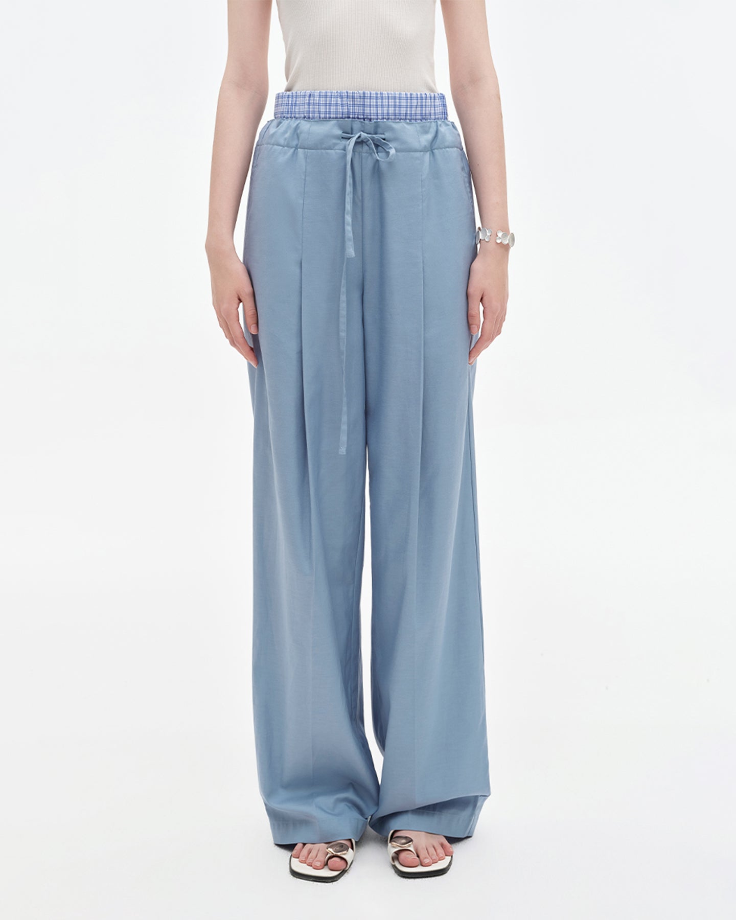 Lyocell Cotton Blend Straight Leg Pants
