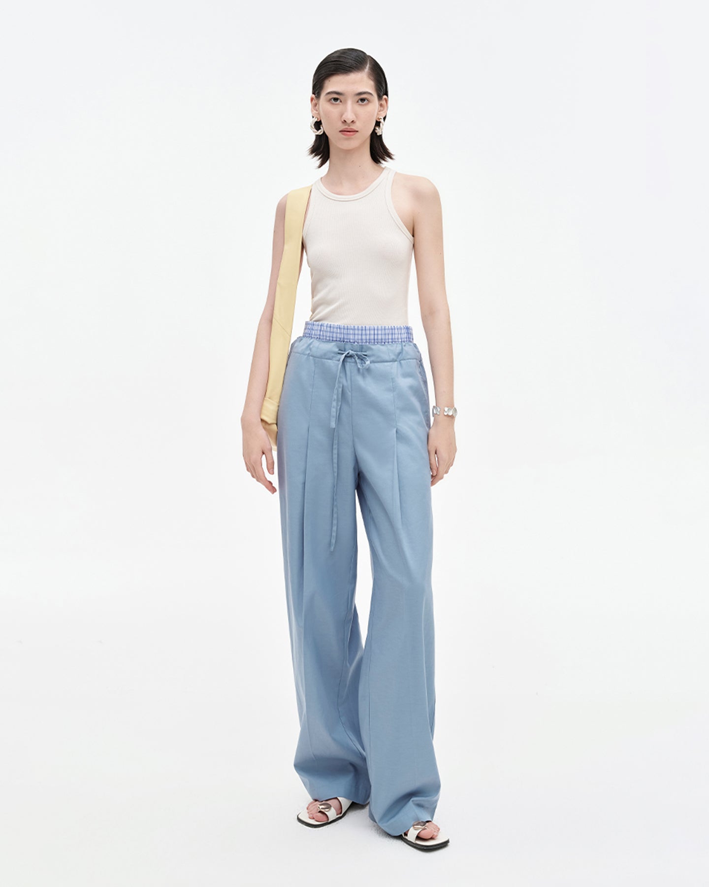 Lyocell Cotton Blend Straight Leg Pants
