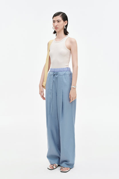 SELFWHO Lyocell Cotton Blend Straight Leg Pants