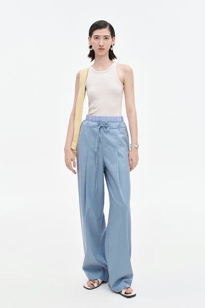 SELFWHO Lyocell Cotton Blend Straight Leg Pants