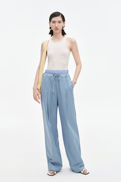 SELFWHO Lyocell Cotton Blend Straight Leg Pants