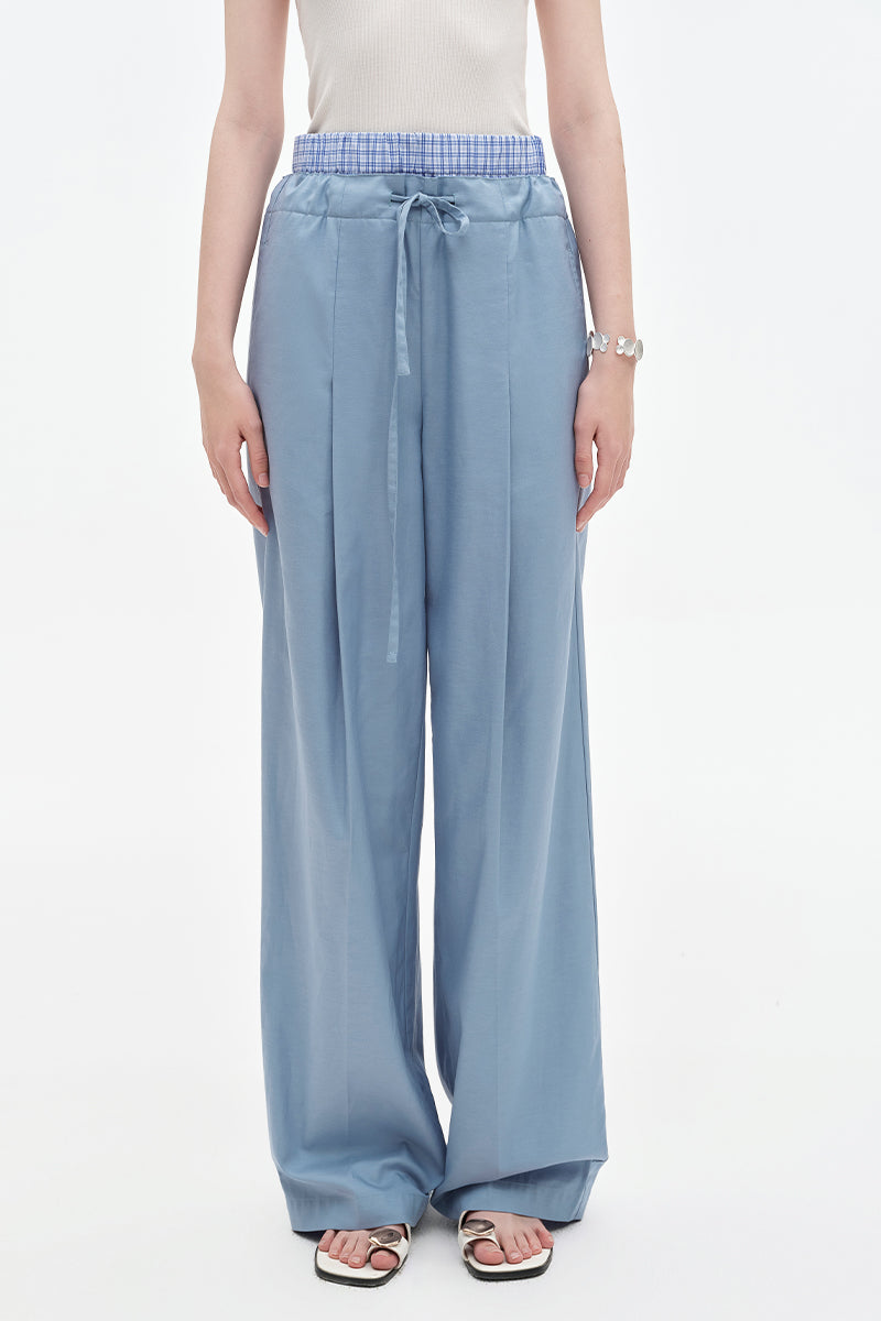 Lyocell Cotton Blend Straight Leg Pants