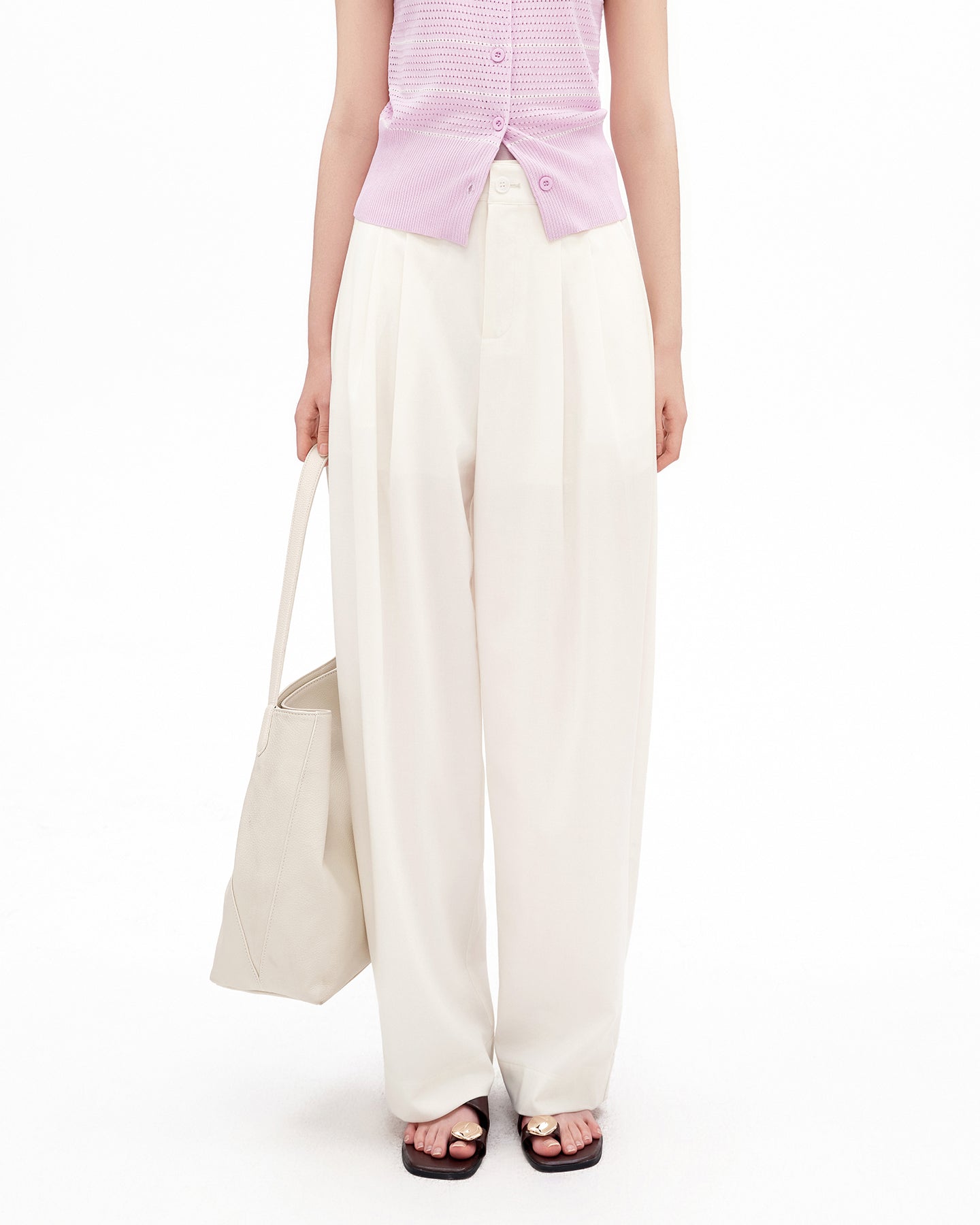 Classic Pleated Wide-Leg Casual Pants
