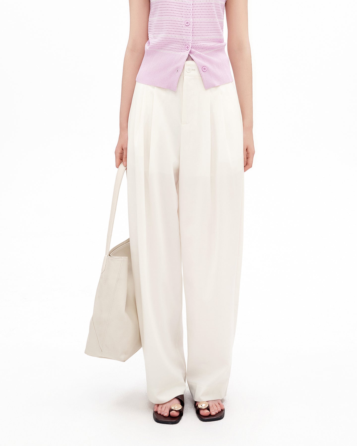 Classic Pleated Wide-Leg Casual Pants