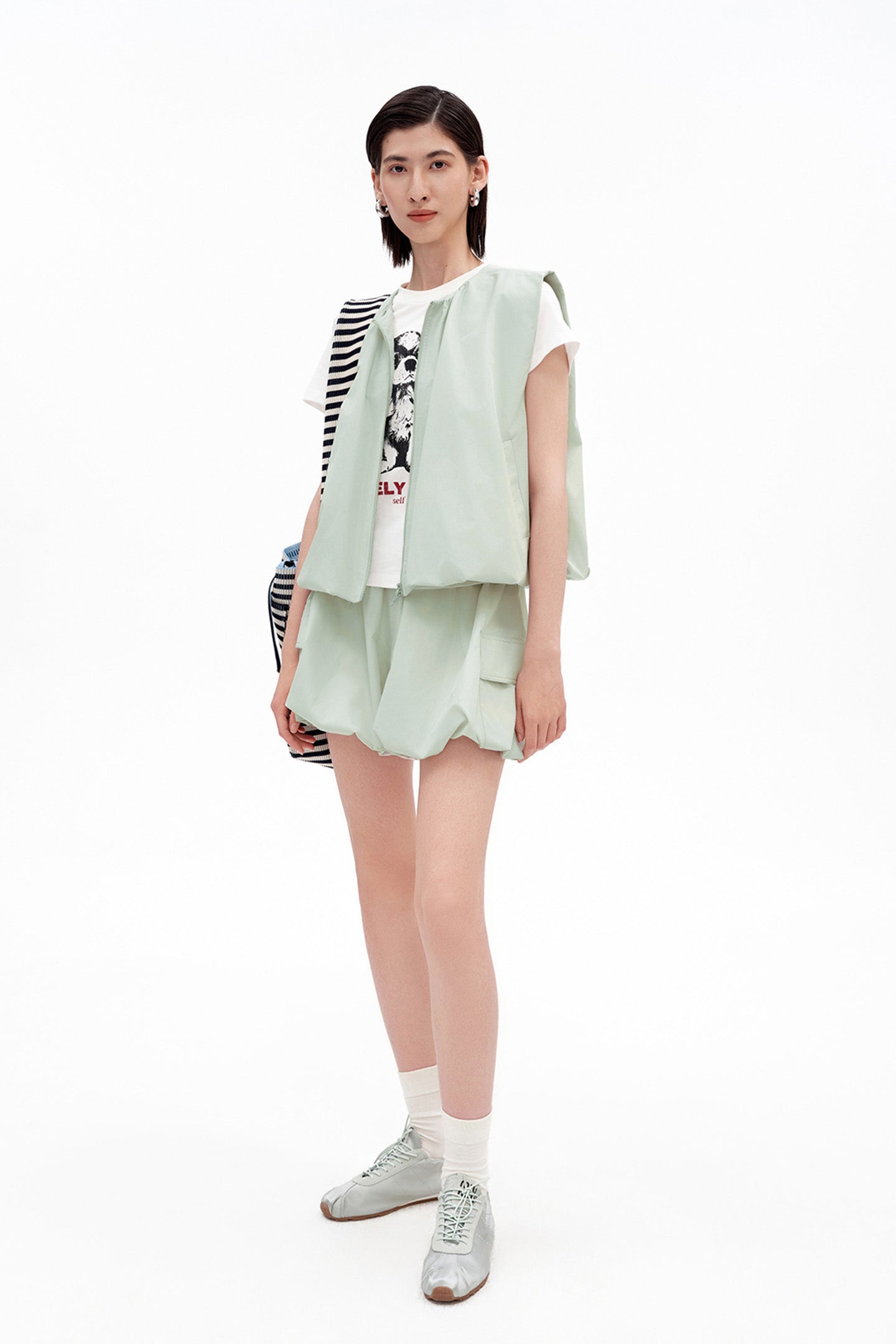 Cotton-Blend Sleeveless Tulip-Hem Vest Set