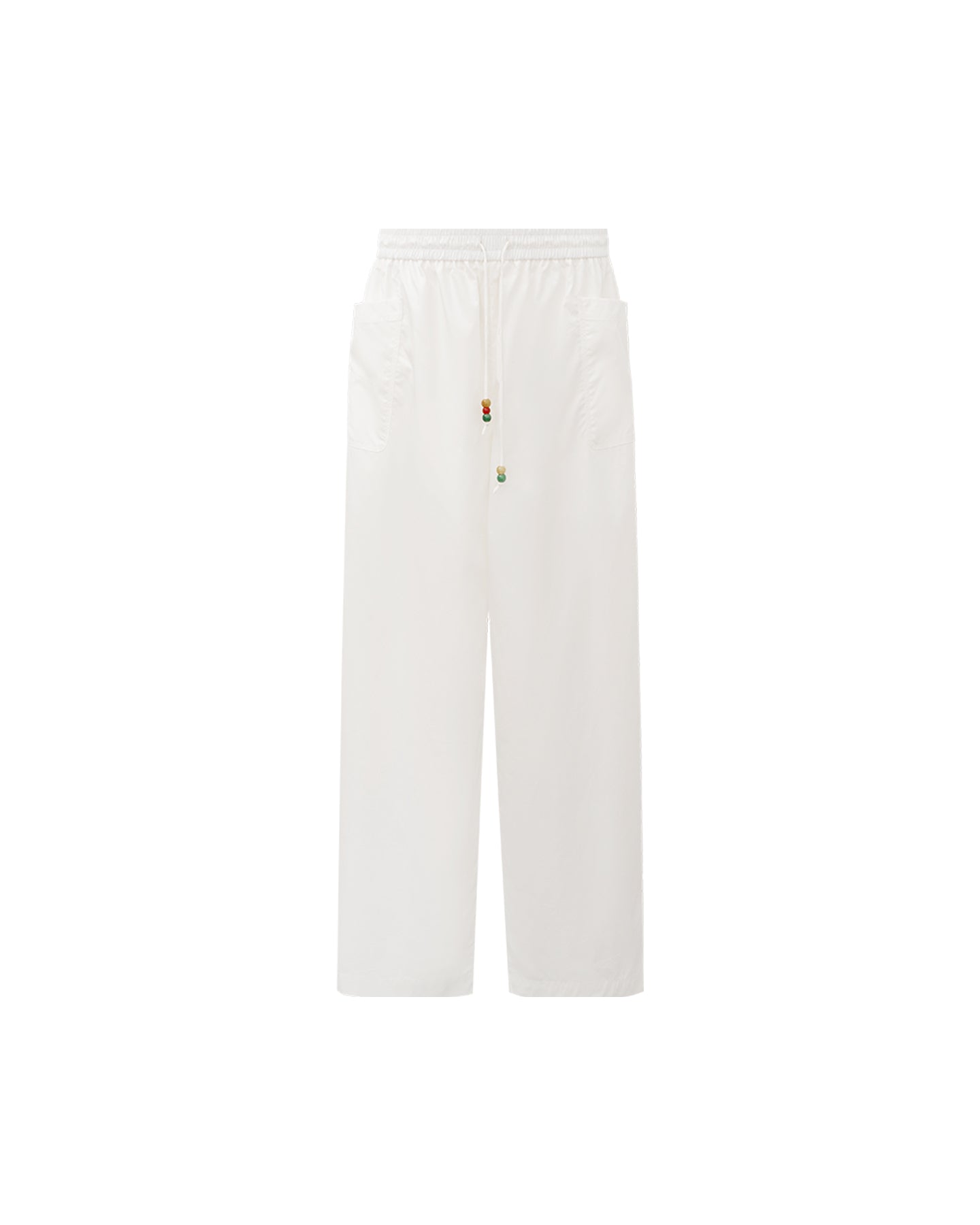 Pure Cotton Wide-Leg Pants with Elastic Waist
