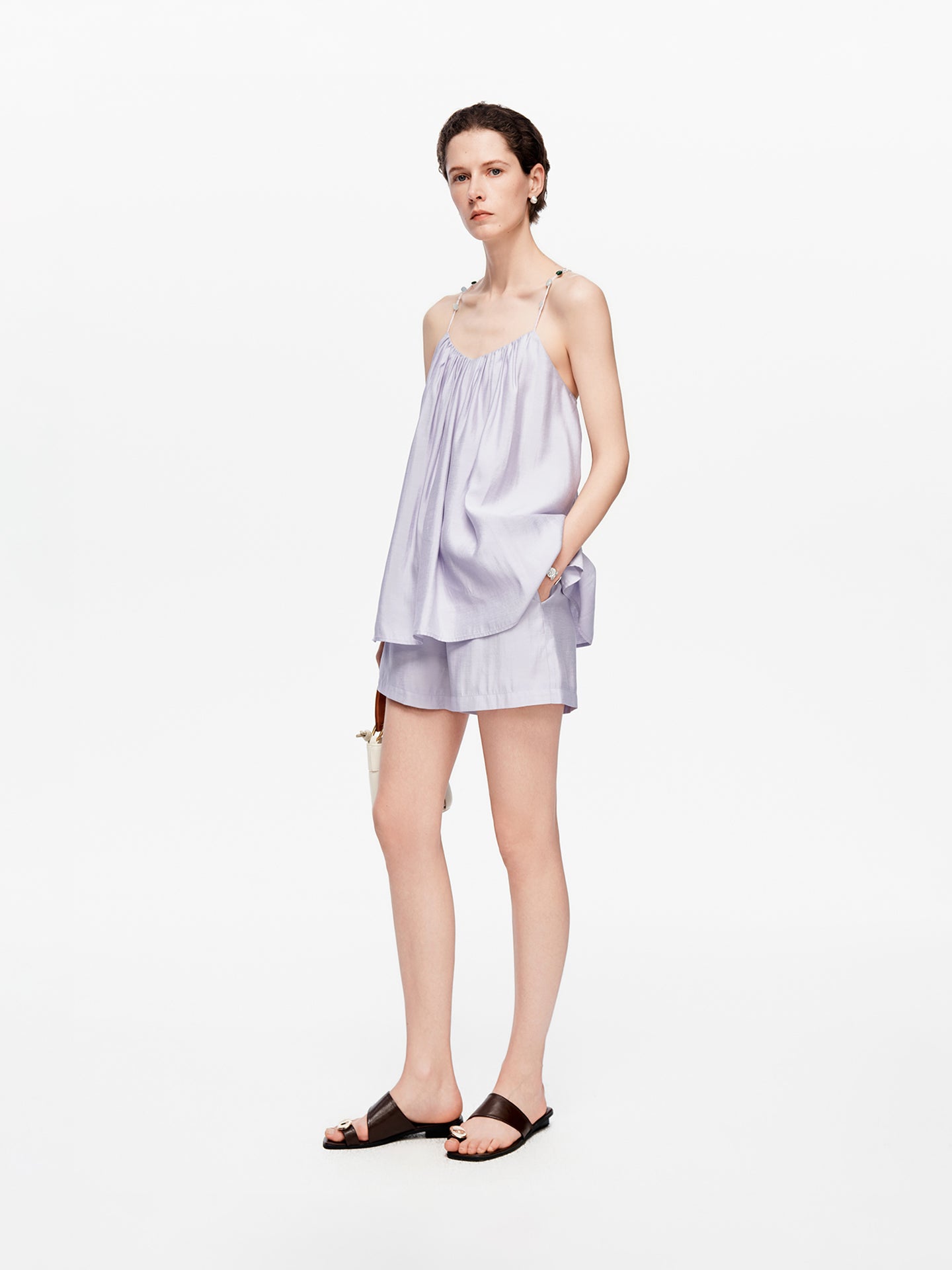 Acetate-Blend Shorts with Pendant Detail