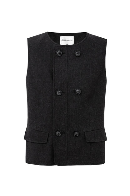 SELFWHO Linen blend suit vest, skirt suit