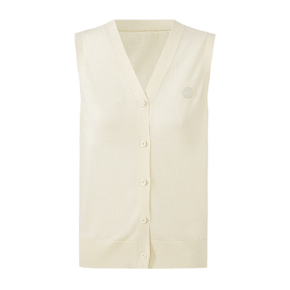 SELFWHO Blended V-Neck Sleeveless Knitted Vest Cardigan