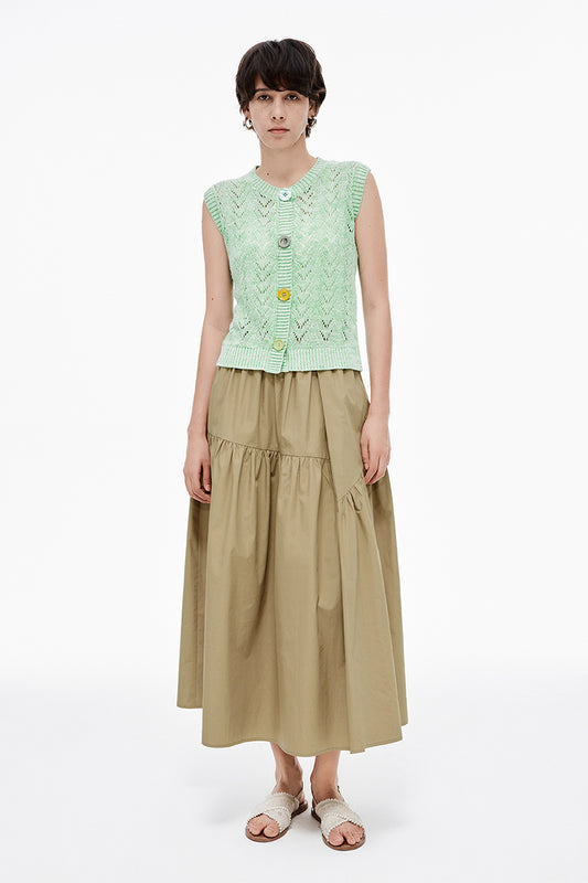 SELFWHO Linen Blend Hollow Knit Vest（Same style as Shen Yue）