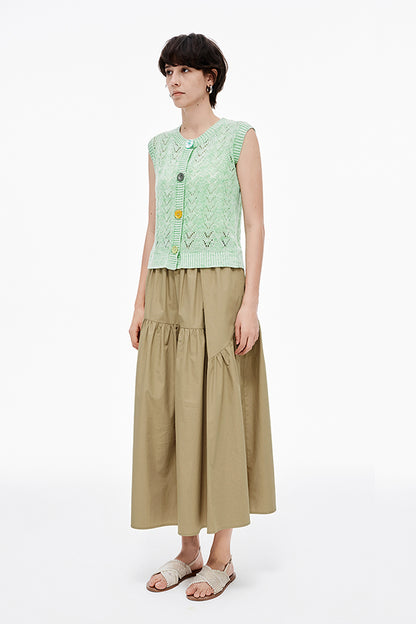 SELFWHO Linen Blend Hollow Knit Vest