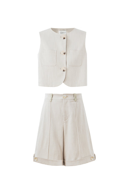Lyocell Acetate Blended Vest For Women + Shorts