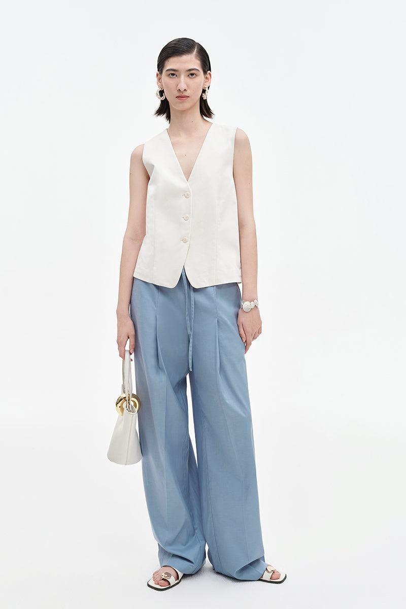 Asymmetric V-neck sleeveless vest