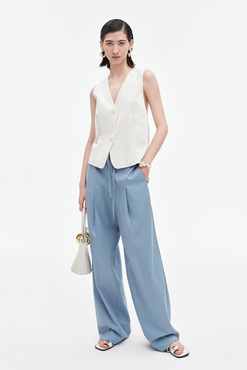 Asymmetric V-neck sleeveless vest